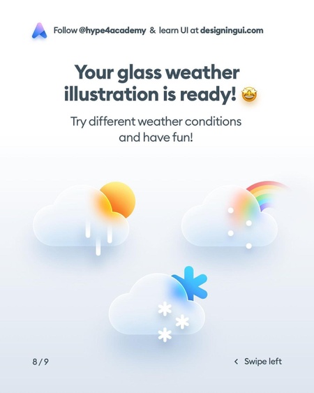 Create glass weather icon in five steps